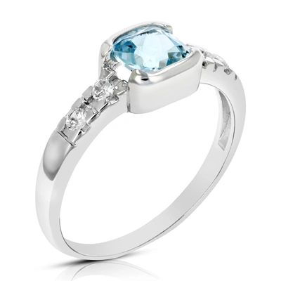 Vir Jewels 0.80 Cttw Blue Topaz Ring .925 Sterling Silver With Rhodium Cushion Cut 6 Mm In White