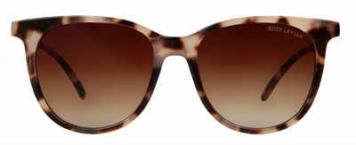 Suzy Levian Women's Brown Tortoise Square Lens Sunglasses In Red