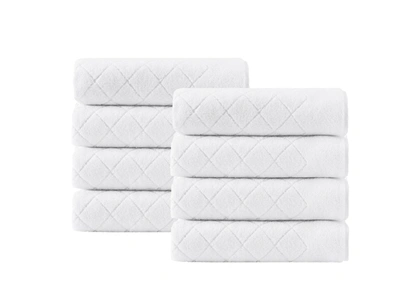 Enchante Home Gracious Turkish Cotton 8 Pcs Hand Towels In White