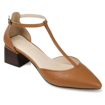 Journee Signature Signature Women's Genuine Leather Tru Comfort Foam Cameela Pump In Brown