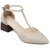 Journee Signature Signature Women's Genuine Leather Tru Comfort Foam Cameela Pump In White