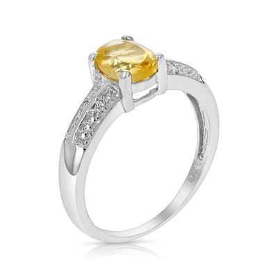 Vir Jewels 1.23 Cttw Citrine And Diamond Ring .925 Sterling Silver With Rhodium Oval Shape