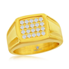 BLACKJACK STAINLESS STEEL GOLD SQUARE CZ RING