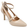 Journee Signature Signature Women's Genuine Leather Vallerie Pump In Beige