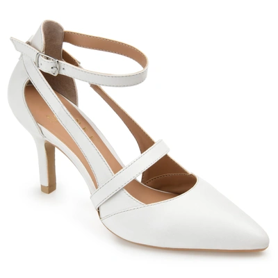 Journee Signature Women's Vallerie Ankle Strap Pumps In White