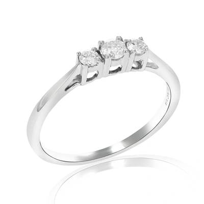 Vir Jewels 1/4 Cttw 3 Stone Diamond Engagement Ring 14k White Gold Round Bridal Wedding In Silver