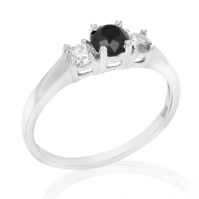 Vir Jewels 1 Cttw 3 Stone Black And White Diamond Engagement Ring In 14k White Gold In Silver