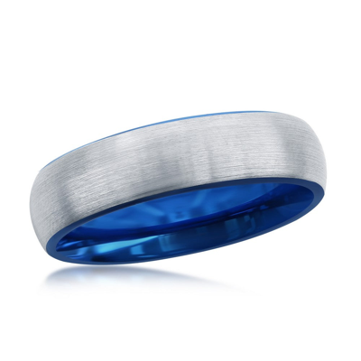 Blackjack Blue & Silver 6mm Tungsten Ring
