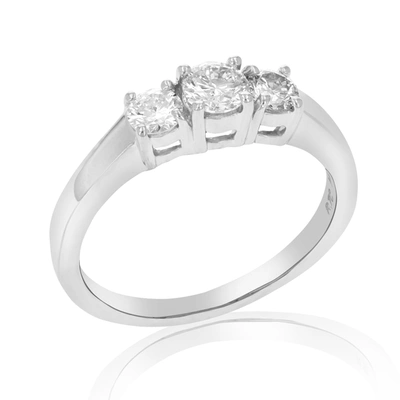 Vir Jewels 3/4 Cttw Certified 3 Stone Diamond Engagement Ring 14k White Gold I1-i2 In Silver