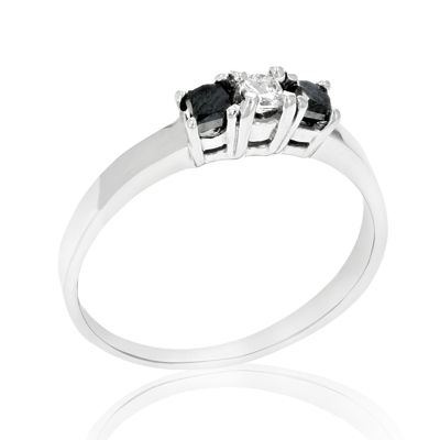 Vir Jewels 1/4 Cttw 3 Stone Princess Black Diamond Engagement Ring 14k White Gold In Silver