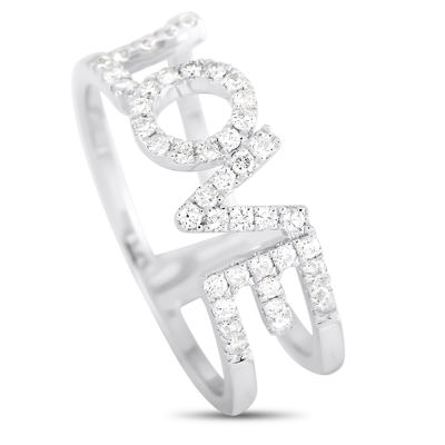 Non Branded Lb Exclusive 14k White Gold 0.35 Ct Diamond Love Ring In Silver