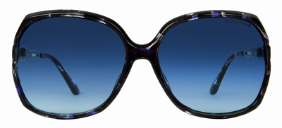 Suzy Levian Women's Blue Oversize Silver Chain Accent Sunglasses