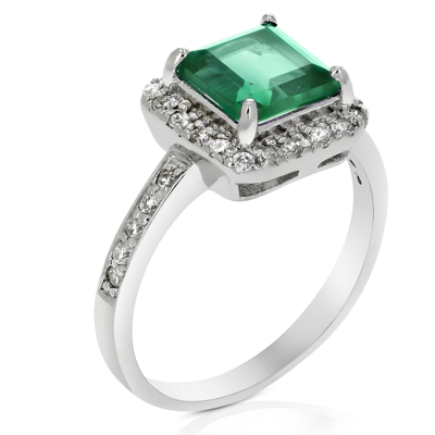 Vir Jewels 1.50 Cttw Green Topaz Ring .925 Sterling Silver With Rhodium Princess Cut 7 Mm