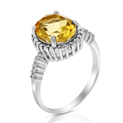 Vir Jewels 3 Cttw Citrine Ring .925 Sterling Silver With Rhodium Plating Oval Shape 11x9 Mm In White