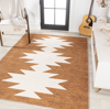 JONATHAN Y Chayton Minimalist Geometric Machine-Washable Rust/Cream Area Rug