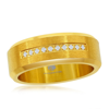 BLACKJACK STAINLESS STEEL CZ STRIPE RING - GOLD PLATED