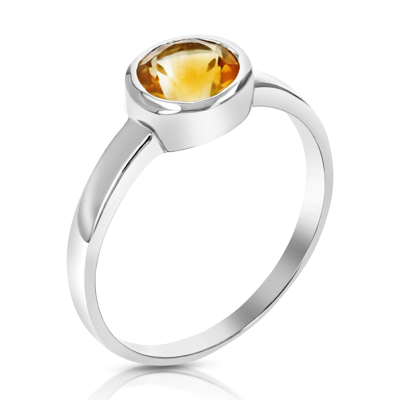 Vir Jewels 1.20 Cttw Citrine Ring In .925 Sterling Silver With Rhodium Solitaire Bezel Set In White