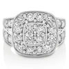 VIR JEWELS 2 CTTW DIAMOND ENGAGEMENT RING CUSHION SHAPE WITH 2 ROW 14K WHITE GOLD BRIDAL