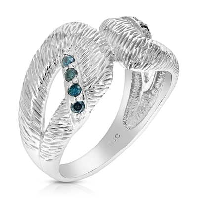Vir Jewels 0.15 Cttw Blue Diamond Ring .925 Sterling Silver With Rhodium Plating