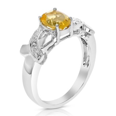 Vir Jewels 1.20 Cttw Citrine And Diamond Ring .925 Sterling Silver With Rhodium Oval Shape In White