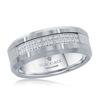 BLACKJACK BRUSHED AND POLISHED DOUBLE ROW CZ SILVER TUNGSTEN RING