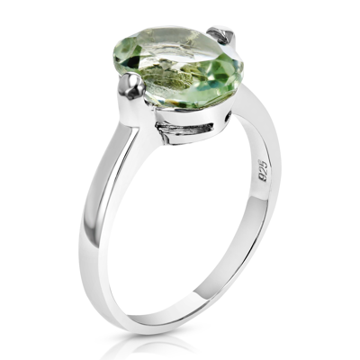 Vir Jewels 1.70 Cttw Green Amethyst Ring .925 Sterling Silver With Rhodium Oval 10x8 Mm