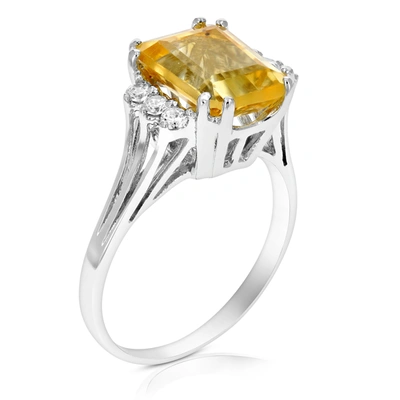 Vir Jewels 2.80 Cttw Citrine Ring .925 Sterling Silver With Rhodium Emerald Shape 10x8 Mm In White