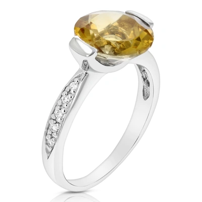 Vir Jewels 3 Cttw Citrine Ring .925 Sterling Silver With Rhodium Plating Round Shape 10 Mm In White
