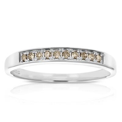 Vir Jewels 1/10 Cttw Champagne Diamond Ring Wedding Band .925 Sterling Silver 10 Stones