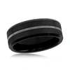 Blackjack Mens Matte Polished Black Tungsten Ring In Black