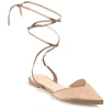 Journee Collection Lace-up Pointed-toe Flat In Beige