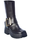 Roger Vivier Viv 'rangers Platform Biker Boots In Black Leather In Black