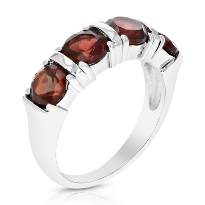 Vir Jewels 1.50 Cttw Garnet Ring .925 Sterling Silver With Rhodium Plating Round Shape 5 Mm In Grey