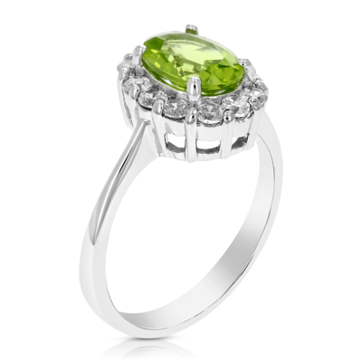 Vir Jewels 1 Cttw Peridot Ring .925 Sterling Silver With Rhodium Plating Oval Shape 8x6 Mm In White