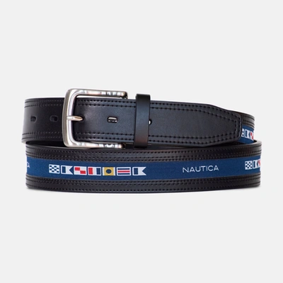 Nautica Mens Reversible Flag Belt In Black