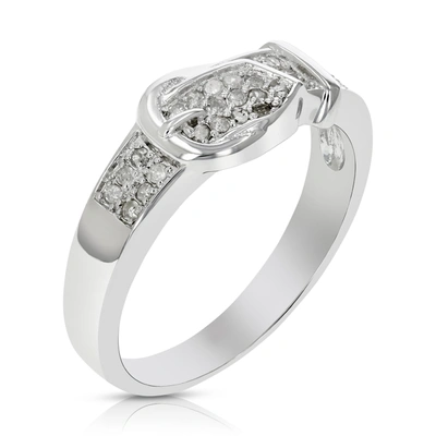 Vir Jewels 1/6 Cttw Diamond Buckle Ring In .925 Sterling Silver With Rhodium Plating Round