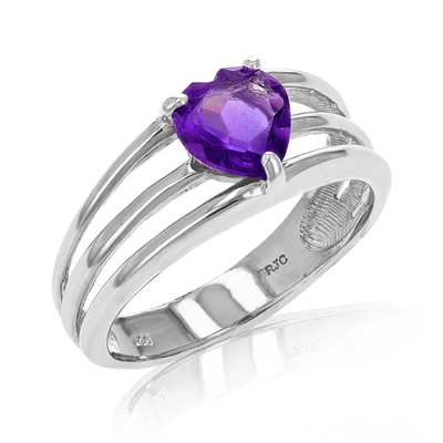 Vir Jewels 1 Cttw Purple Amethyst Heart Ring .925 Sterling Silver With Rhodium Plating 7 Mm