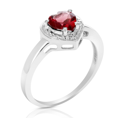 Vir Jewels 1 Cttw Garnet Ring In .925 Sterling Silver With Rhodium Plating Heart Shape