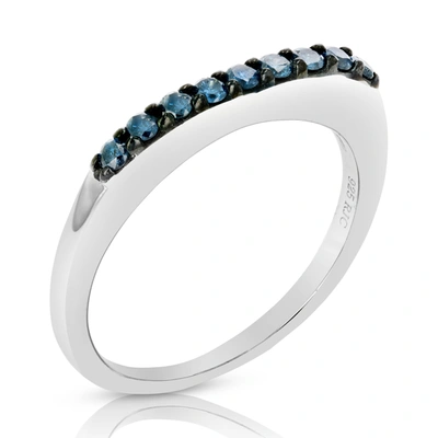 Vir Jewels 1/4 Cttw Blue Diamond Ring Wedding Band .925 Sterling Silver Prong Set Round In Grey
