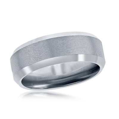 Blackjack Brushed And Polished Silver 8mm Tungsten Ring