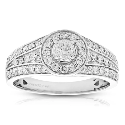 Vir Jewels 1 Cttw Diamond Prong Set Wedding Engagement Ring Set 14k White Gold Multi Row Bridal In Silver