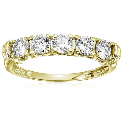 Vir Jewels 1 Cttw Certified Si2-i1 5 Stone Diamond Ring 14k White Or Yellow Gold Engagement I-j Round In Silver