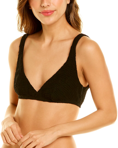 Donni. Waffle Bralette Top In Black