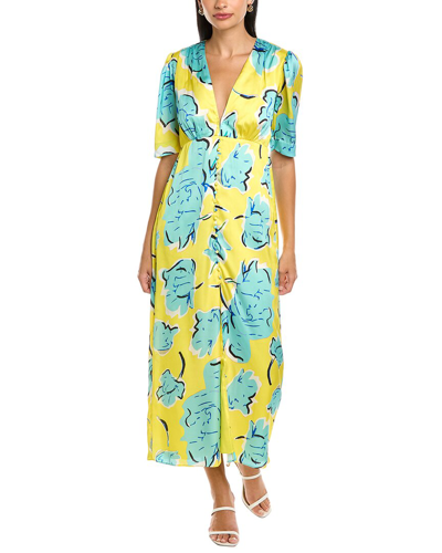 Garrie B Satin Midi Dress In Yellow