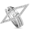 Swarovski Funk Rhodium- Plated Crystal Three Ring Set In Silver