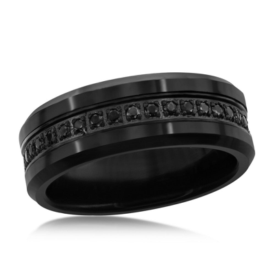 Blackjack Black Cz Eternity Tungsten Ring