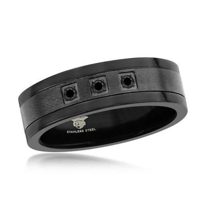 Blackjack Stainless Steel Black Cz Band Ring