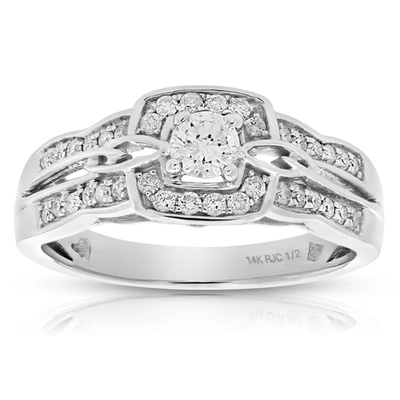 Vir Jewels 1/2 Cttw Diamond Engagement Ring 14k White Gold Cushion Shape Halo Bridal Ring In Silver