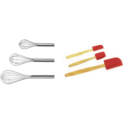 Berghoff Studio 6pc Baking Tool Set: 3pc Stainless Steel Whisk & 3pc Silicone Spatulas