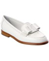 Ferragamo Vivaldo Leather Bow Loafers In White